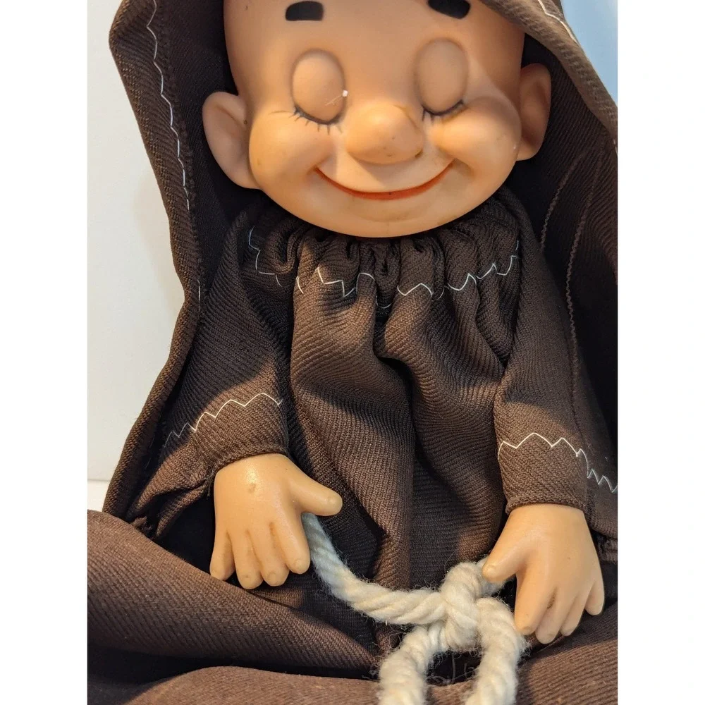 Monk vintage plastic face friar monk hand puppet